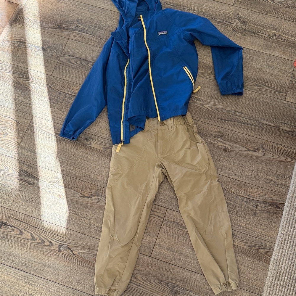Boys Patagonia Blue windbreaker Jacket with Patagonia Joggers